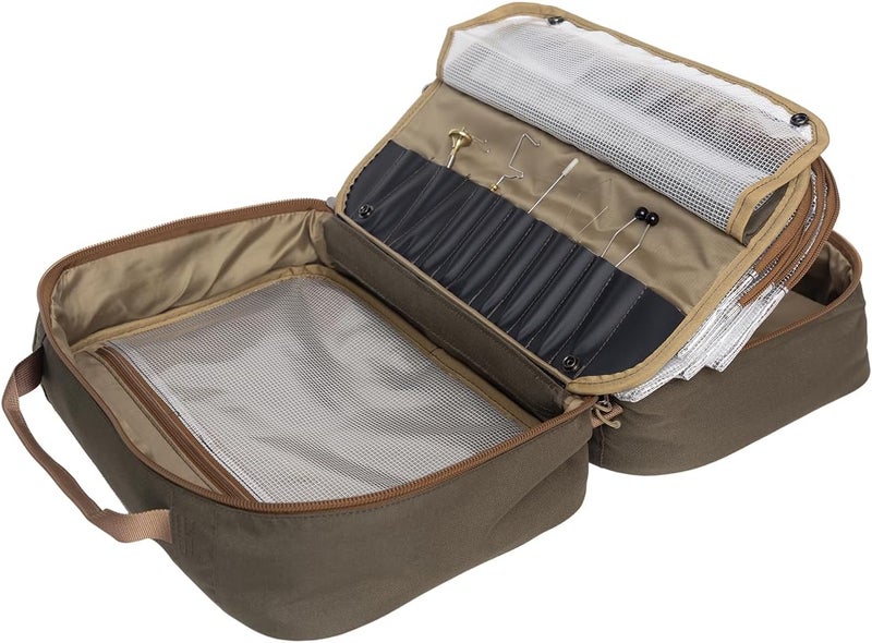 Raprance Professional Fly Tying Travel Case, 4 Clear Pockets and Padded Tool Storage Caddy Hold Fly Tying Vise,Tool Kit,Materials (Brown Olive) - Image 1